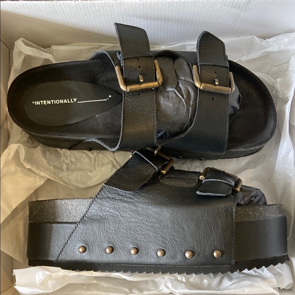 Intentionally Blank Black Platform Sandals1
